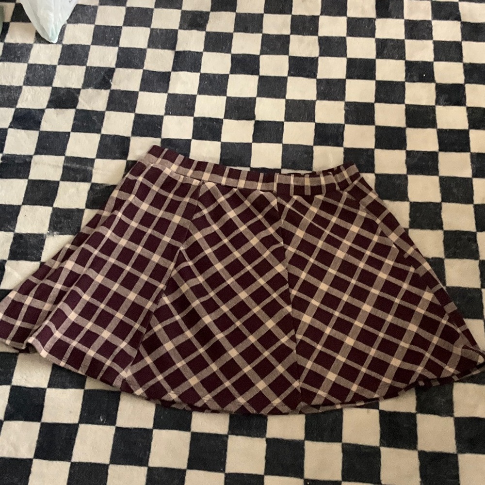 Love on a Hanger Burgundy and Cream Skater Skirt
